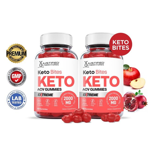 Keto Bites Extreme ACV Gummies 2000MG Apple Cider Vinegar 120 Gummys