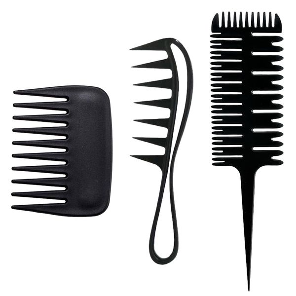 XPEX 3 Stück Kamm für locken,styling kamm,kamm grob,barber kamm,Breiter Zahnkamm Kit, Profi Friseur Kamm, Barbier Haarstyling Salon Lockenkamm Hitzebeständiger Antistatischer Carbon Kamm, Hair Comb