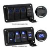 Switch Panel, Waterproof, Boat Switch, 3 Rungs, Car, Boat, Marine, Rocker Switch, Switch Panel Switch, LED Circuit, Rocker Panel, On/Off Switch, LED Voltmeter, Dustproof, Power Socket, USB Socket,