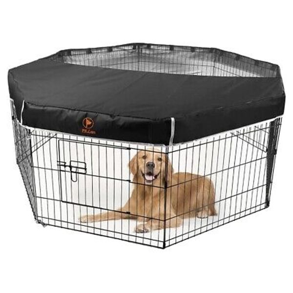 Dog Playpen Mesh Top Cover, Fits 24 Inch 8 Panels Regular Octagon Metal Exerc...