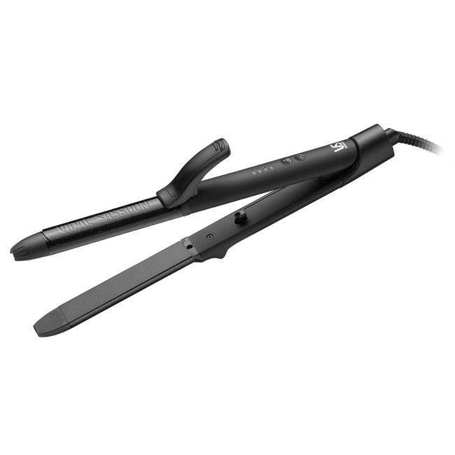 Vidal Sassoon VSI-2550/KJ Curl & Straight, 2-Way Hair Iron, 1.0 inches (25 mm), Basic, Overseas Compatible, 4 Temperature Adjustment, Negative Ions, Black