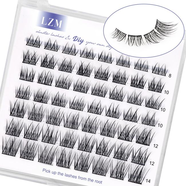 LZM Einzelne Wimpern C Curl Fake Lashes 8-14mm Cluster Lashes Natürliche Wimpern Einzeln Falsche Wimpern Natürlicher Look Künstliche Wimpern DIY Wimpern Extensions Zu Hause (wishes-mix)