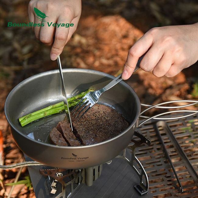 Titanium Frying Pan Camping Plate Ultralight Outdoor Cookware