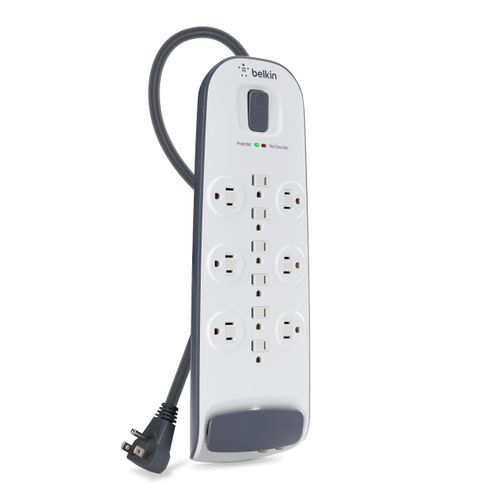 Belkin Power Strip Surge Protector - 12 AC Multiple Outlets, Ethernet & Cable Protection - 8 ft Long Extension Cord for Home, Office, Travel, Computer Desktop & Phone Charger - 3996 Joules, White