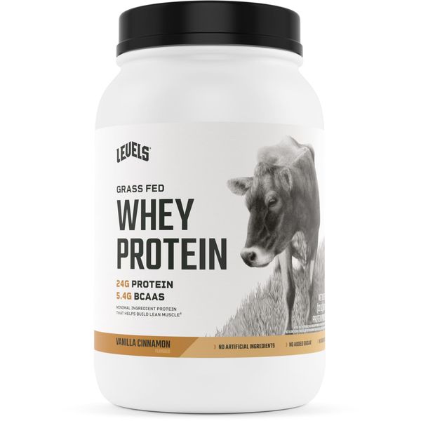 Levels Grass Fed Whey Protein Powder, No Artificials, 24G of Protein, Vanilla Cinnamon, 2LB