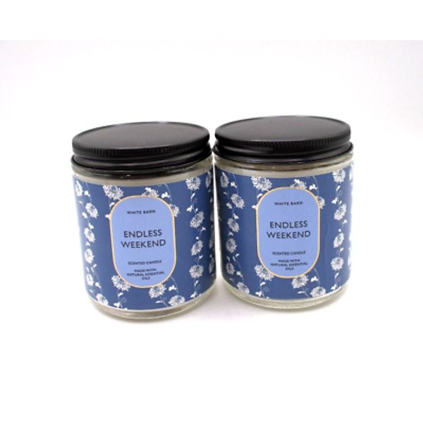Lot/2 White Barn Endless Weekend Scented Candle Made With Essential Oils ~