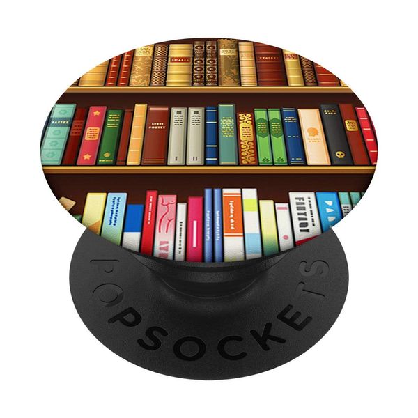 Cool Book Shelf Nerd Design Background Pattern PopSockets Grip and Stand for Phones and Tablets