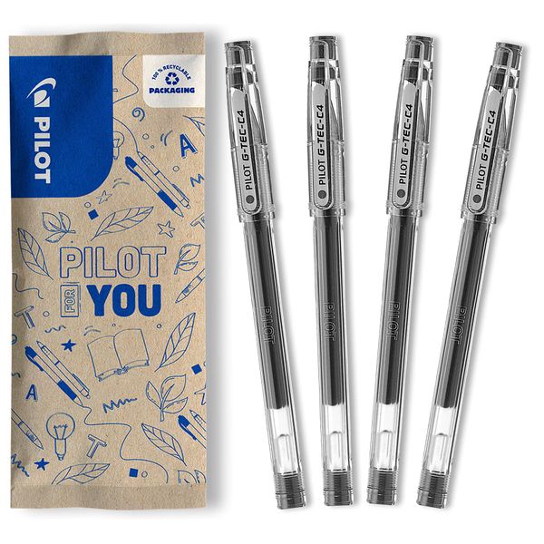Pilot Gtec C4 Gel Rollerball Tip - Black (Pack of 4)