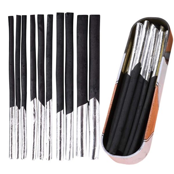 iNelihoo 10pc Willow Vine Charcoal Sticks with Metal Box Compressed Charcoal Sticks Black Drawing Pencils 4 Sizes Charcoal Drawing Art Set for Sketching Drawing Shading