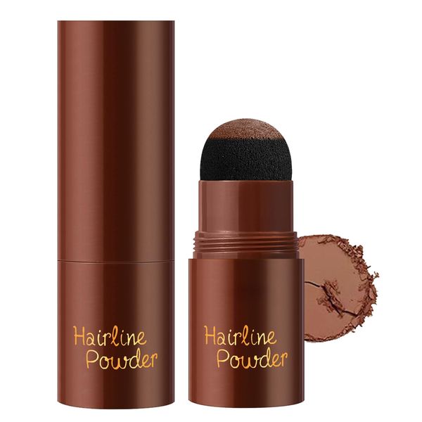 ARCHIDATE Hairline Powder Stick, Brown Root cover up Stick, Instantly Conceals Hair Loss Thinning Hair, Cover Bald Spots, Hair Shading Powder Waterproof Long Lasting, Hairline Powder for Women Men