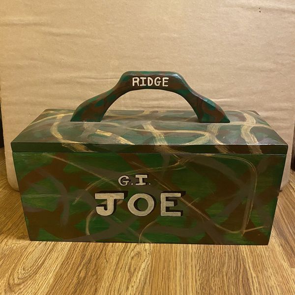 Vintage Handmade Camouflage Painted GI Joe Carrying Case Action Figures Toy Box.