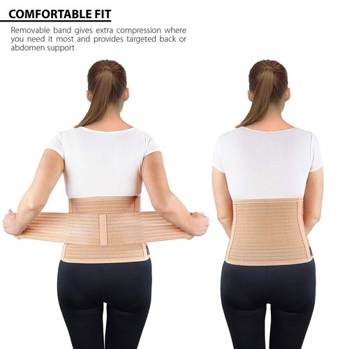 ORTONYX Ergonomic Postpartum Belly Band for After Birth, C-Section - Abdominal Binder Post Surgery Support Belt for Women and Men - Umblical Hernia Support Wrap - L/XL (32"-43") Beige