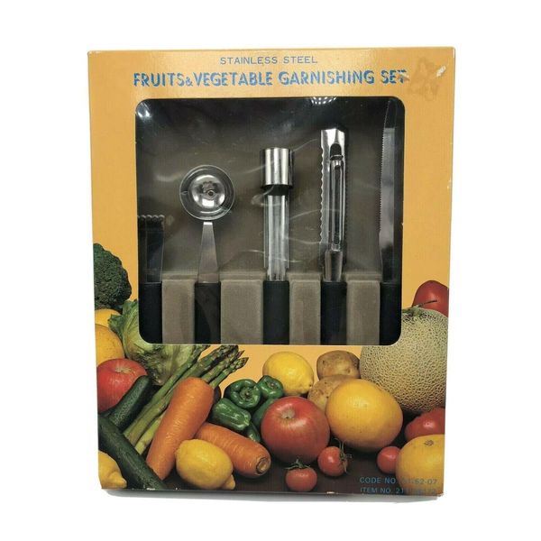 Vintage Kmart Fruit Vegetable Peeler Garnishing Set 5 Piece Stainless Steel NOS