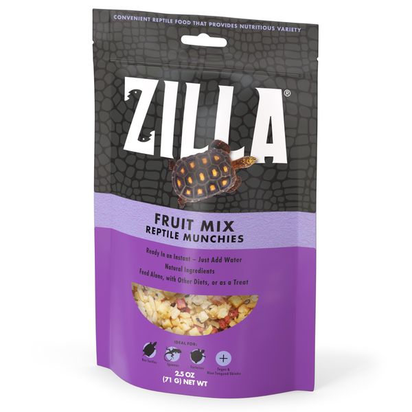 Zilla Reptile Food Munchies Fruit Mix for Pet Iguanas, Skinks, Tegus, Box Turtles, Tortoises & Hermit Crabs, 2.5 Ounce