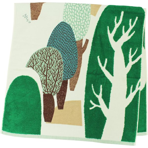 Kusunobashi Crest Woven Morita MiW Morita House Bath Towel, Green A-65603-11-G, 23.6 x 47.2 inches (60 x 120 cm)