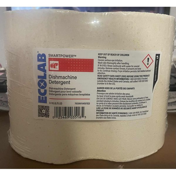 1x (Block) EcoLab SmartPower Dishmachine Detergent 6.75 lbs 6101201 -