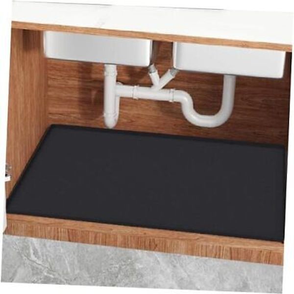 Under Sink Mat for Kitchen 34" x 22" Waterproof Silicone Sink Mat Under Black