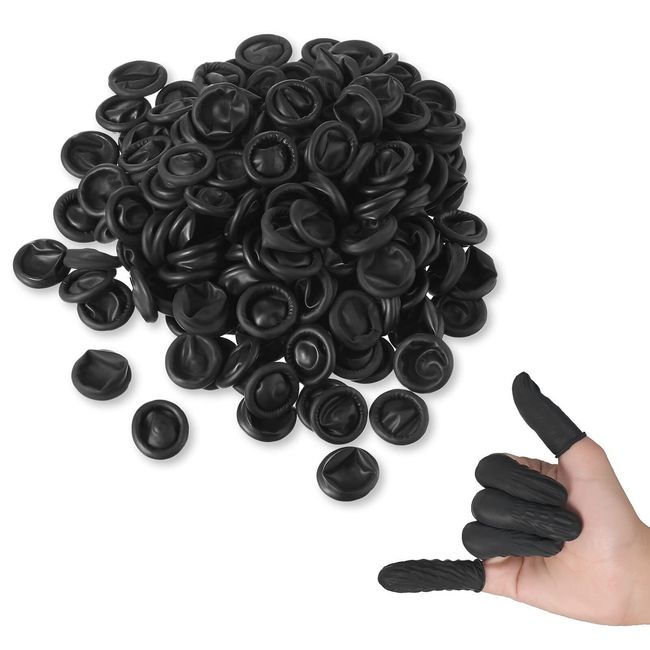 Lauwell 400 Pcs Disposable Latex Finger Cots Protective 2.4 x 0.8 inch, Black