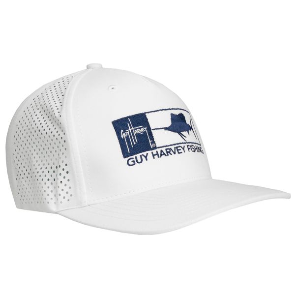 Guy Harvey Men’s Perforated Performance Trucker, Bright White, One Size