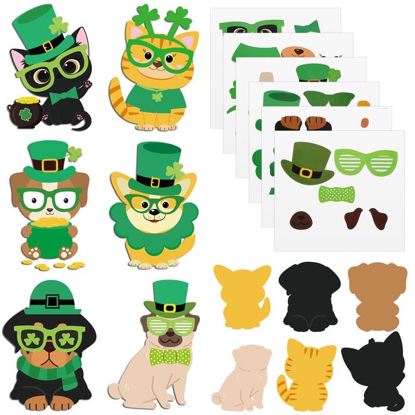 Copkim 30 Sets St. Patrick's Day DIY Craft Kit for Kids St. Patrick's PET Magnet DIY Craft Make Your Own Pets Craft for Kindergarten Preschool St. Patrick's Day Classroom Home Activity Party Supplies