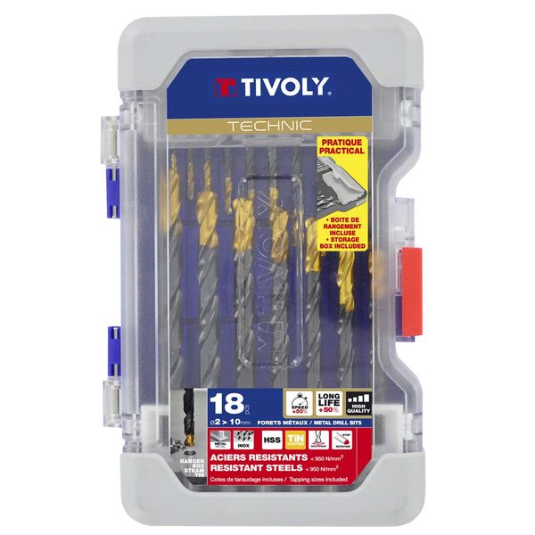 TIVOLY 11453170006 Ranger 18 Steam Tin Drill Bits in Metal Case