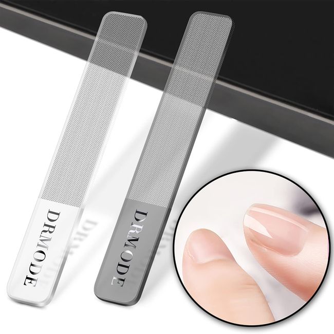 Glass Nail Shiner - 2PC Upgrade Glass Nail File for Natural Nails Nano Nail Buffers Crystal Shine Polisher, DR. Mode Professional Manicure Tools Kit for Acrylic Nail Care