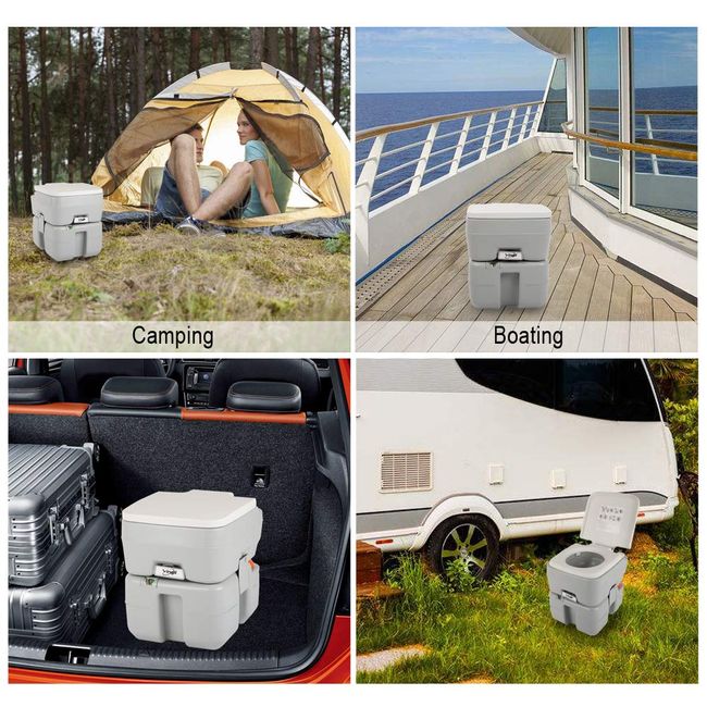 Portable 5.3 gal. Flushing Camping Toilet with Carrying Bag, Splash-Fr