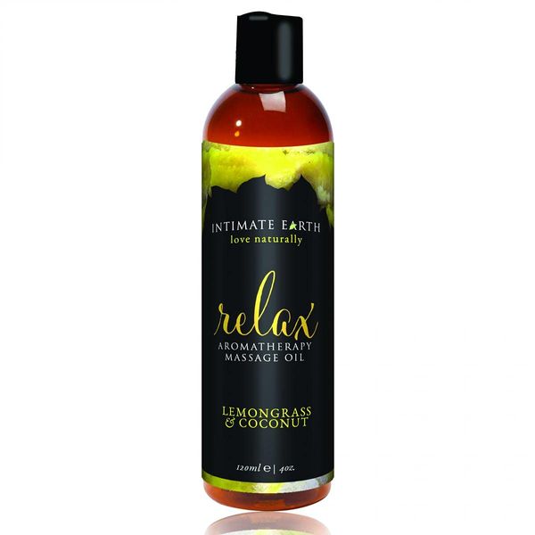Intimate Organics Relaxing Massage Oil, Lemongrass and Coconut, 4 Ounce