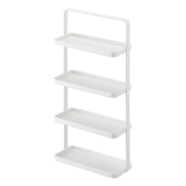 Yamazaki Industries 4298 Glasses & Accessory Tray, 4-Tier, Approx. W 6.5 x D 2.8 x H 12.8 inches (16.5 x 7 x 32.5 cm), Tower, Accessory Storage, Accessory Case, White