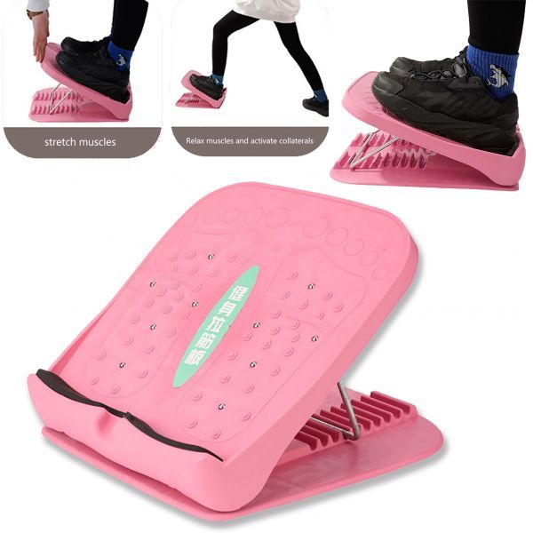 Leg Pillar Achilles Calf Stretching Footrest Flexibility Exercise Ankle Ramp Fitness Yoga Leg Stretcher Massage Board Adjustable Foot Gym Pedal Equipment, CHINA, Pink