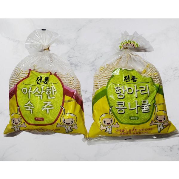 [Pureunjin] Bean sprouts + 2 thick bean sprouts seasoned with seasoning seasonings for steaming, 400g+400g=800G, 2 pieces, 400g