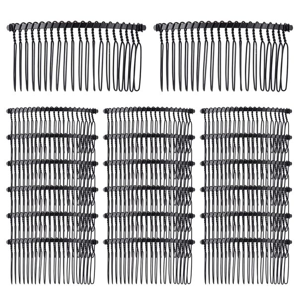 Lawie 20 Pack Bulk 20 Teeth Black Metal Side Hair Combs Wire Twist Hair Clips Wedding Bridal Veil Combs Decorative Headpiece French Twist Updo Bun Accessories