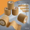 MEDca Self Adherent Cohesive Wrap Bandages 2 Inches X 5 Yards 12 Count with Strong Elastic First Aid Tape for Sprain Swelling and Soreness on Wrist and Ankle (Skin Color)