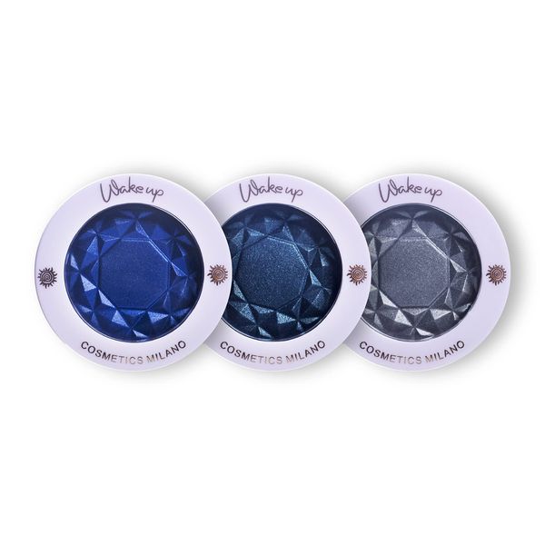 Wakeup Cosmetics - 3x Color Era Eyeshadow, Metallic oder Satin Finish Lidschatten (Blue Shappire, Deep Emeraude und Gray Touch)