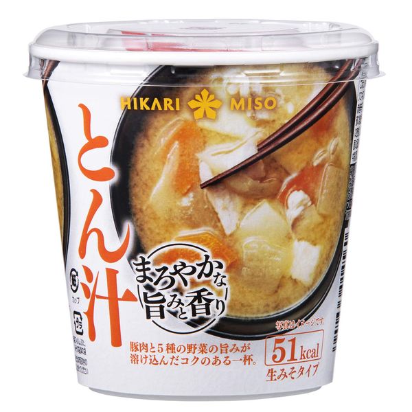 Hikari Miso Cup Miso Soup, Mellow Flavor and Scent, Tonsoup, 1 Meal x 6 Packs