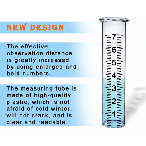 JMBay Rain Gauge, Freeze Proof rain Gauge Outdoor Best Rated, Rain gauges for Yard with Stake, Decorative rain Measure Gauge for Garden, Deck, Lawn with Large Numbers, Adjustable Height