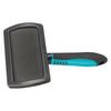 TRIXIE Soft Brush for Grooming – Soft Metal Bristles – Rubberised Plastic Handle – Black/Blue – 12 x 20 cm – 24133