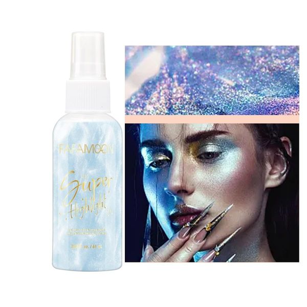 PAQIMAN Shiny Glitter Spray, Quick-Drying Perfect Body Shimmer Liquid Luminizer Glow Illuminator for Music festival Stage Makeup and Festival Rave Spray Face and Body Glitter. (Blue)