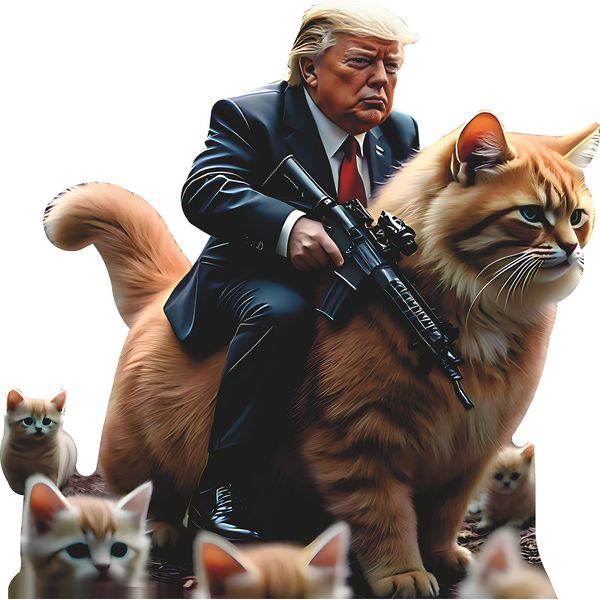 H38225 Pets For Donald Trump Cat M16 Rifle Cardboard Cutout Standee Standup