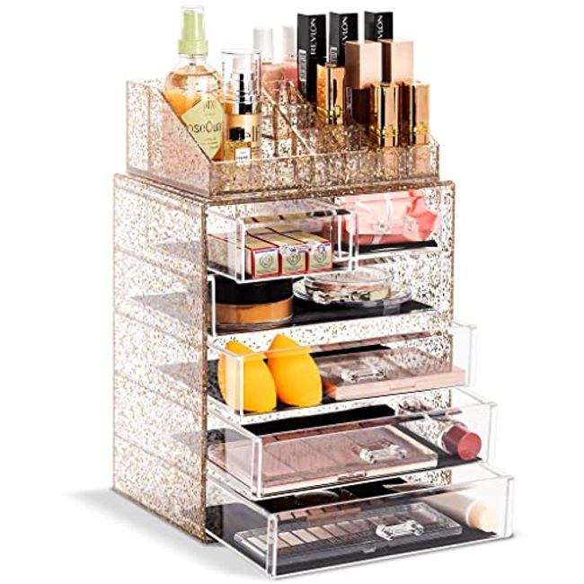 Sorbus Clear Cosmetic Makeup Organizer - Makeup &amp; Jewelry Storage [Glitter]