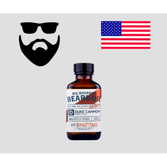 Duke Cannon Big Bourbon Beard Oil 3oz Oak Barrel Men's Beard Mustache Grooming