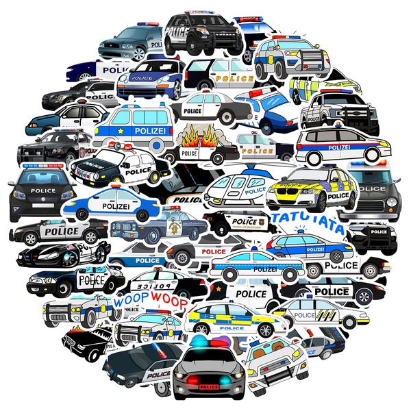 MARSFORCE Police Car Stickers, Gift for Kids Teen, Cute Waterproof Vinyl Decals for Travel Luggage Suitcase Laptop Water Bottle Skateboard Bike Helmet Guitar Scrapbook Diary Toy Phone Pad [50 PCS]