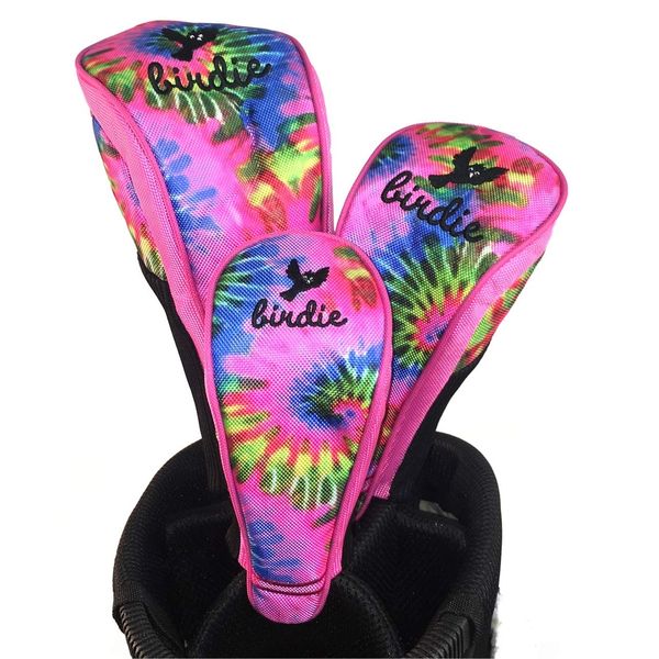 Birdie Babe Golf Club Head Covers Pink Tie Dye Set of 3