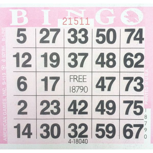 1on Pink Bingo Card Paper Sheets (500 sheets per pack)