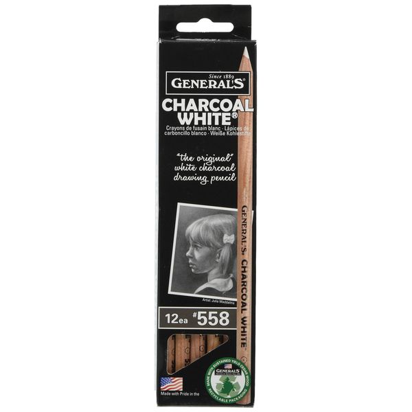 General Charcoal Pencil 558 White Box Of 12