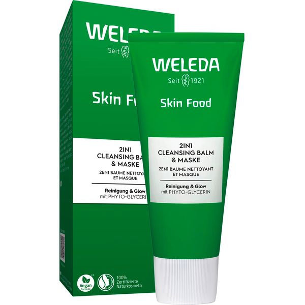 WELEDA Bio Skin Food 2in1 Cleansing Balm & Maske – Naturkosmetik Gesichtsreinigung/Gesichtsmaske für normale & trockene Haut. Unisex Gesichtspflege für sofortigen Glow & weiche Haut (vegan, 1x 75ml)