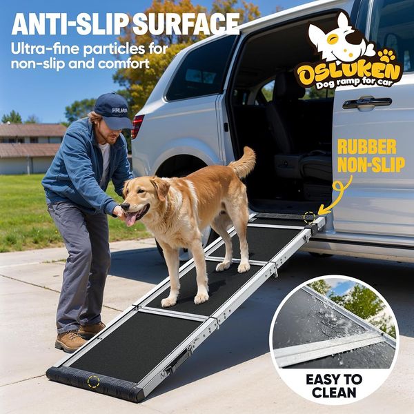 Dog Ramp for Car, Extra L71"W17" Folding Pet Ramp for Large Dogs 3 Foldable