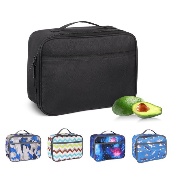 Minicoco Lunch Bag Insulated Lunch Bag for Men Kids, Reusable Lunch Tote Bags Portable Leakproof Lunch Cool Bag Thermal Lunch Tote Bags with Front Pocket Lunch Organizer for Work, School, Picnic