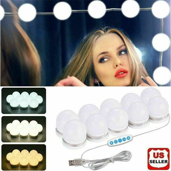 Make Up Mirror Lights 10 LED Kit Bulbs Vanity Light Dimmable Lamp Hollywood