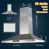 30" Range Hood 450CFM Wall Mounted Kitchen Cook Vent Stainless Steel Touch Panel